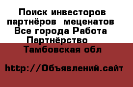 Поиск инвесторов, партнёров, меценатов - Все города Работа » Партнёрство   . Тамбовская обл.